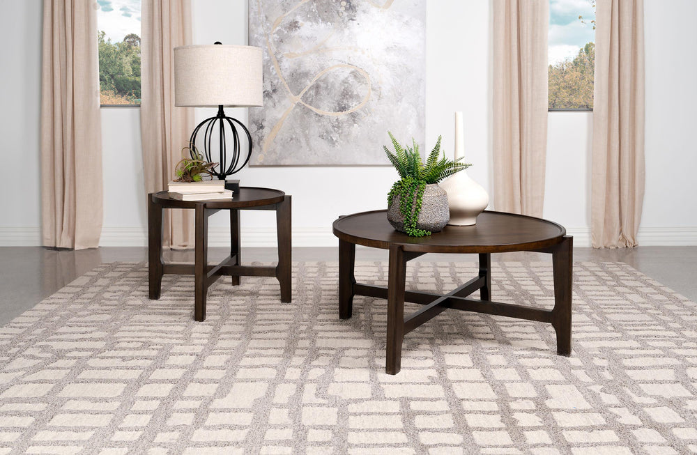 Coaster Furniture 708288-S2 Cota 2-piece Solid Wood Coffee and End Table Set Dark Brown