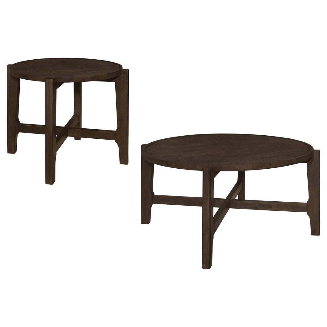 Coaster Furniture 708288-S2 Cota 2-Piece Solid Wood Coffee and End Table Set Dark Brown