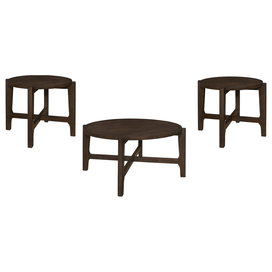 Coaster Furniture 708288-S3 Cota 3-Piece Solid Wood Coffee and End Table Set Dark Brown