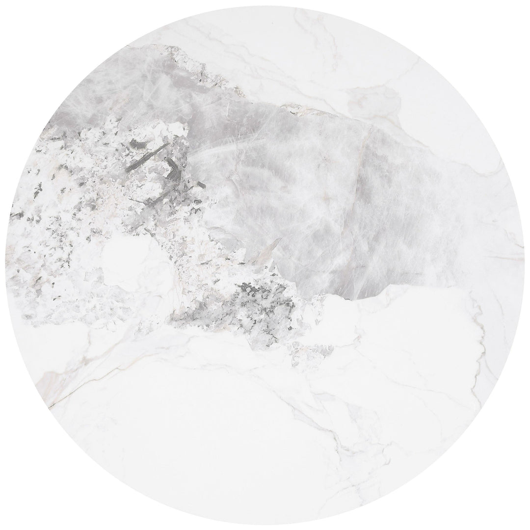 Coaster Furniture 708338 Rowena Round Sintered Stone Coffee Table White Faux Marble