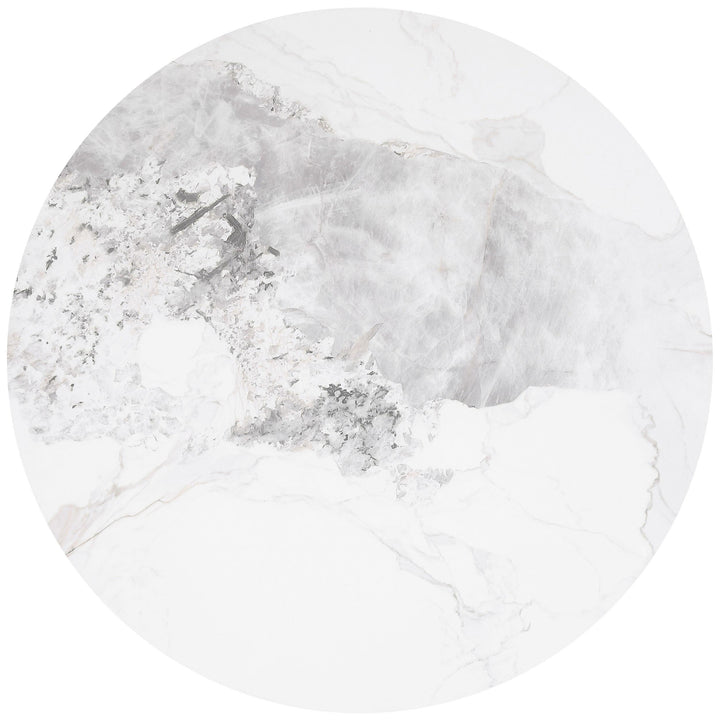 Coaster Furniture 708338 Rowena Round Sintered Stone Coffee Table White Faux Marble