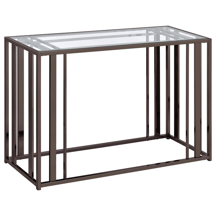 Coaster Furniture 708359 Adri Glass Top Entryway Sofa Console Table Black Nickel