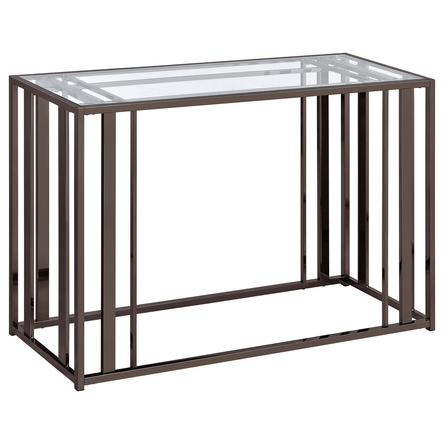 Coaster Furniture 708359 Adri Glass Top Entryway Sofa Console Table Black Nickel