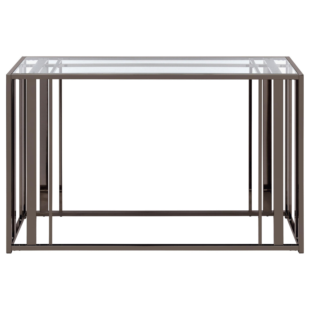 Coaster Furniture 708359 Adri Glass Top Entryway Sofa Console Table Black Nickel