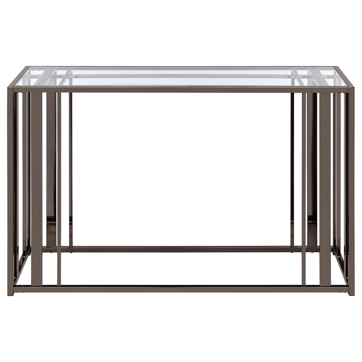 Coaster Furniture 708359 Adri Glass Top Entryway Sofa Console Table Black Nickel