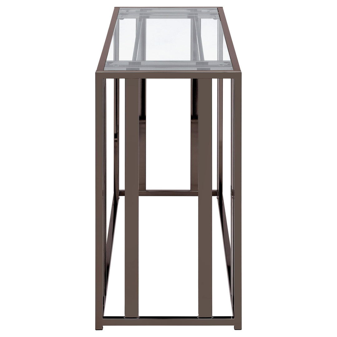 Coaster Furniture 708359 Adri Glass Top Entryway Sofa Console Table Black Nickel