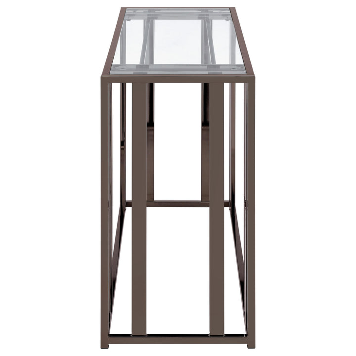 Coaster Furniture 708359 Adri Glass Top Entryway Sofa Console Table Black Nickel