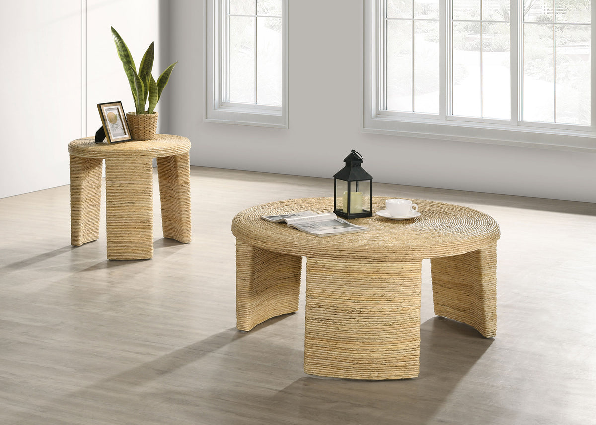 Artina - 2 Piece Rattan Coffee And End Table Set - Natural