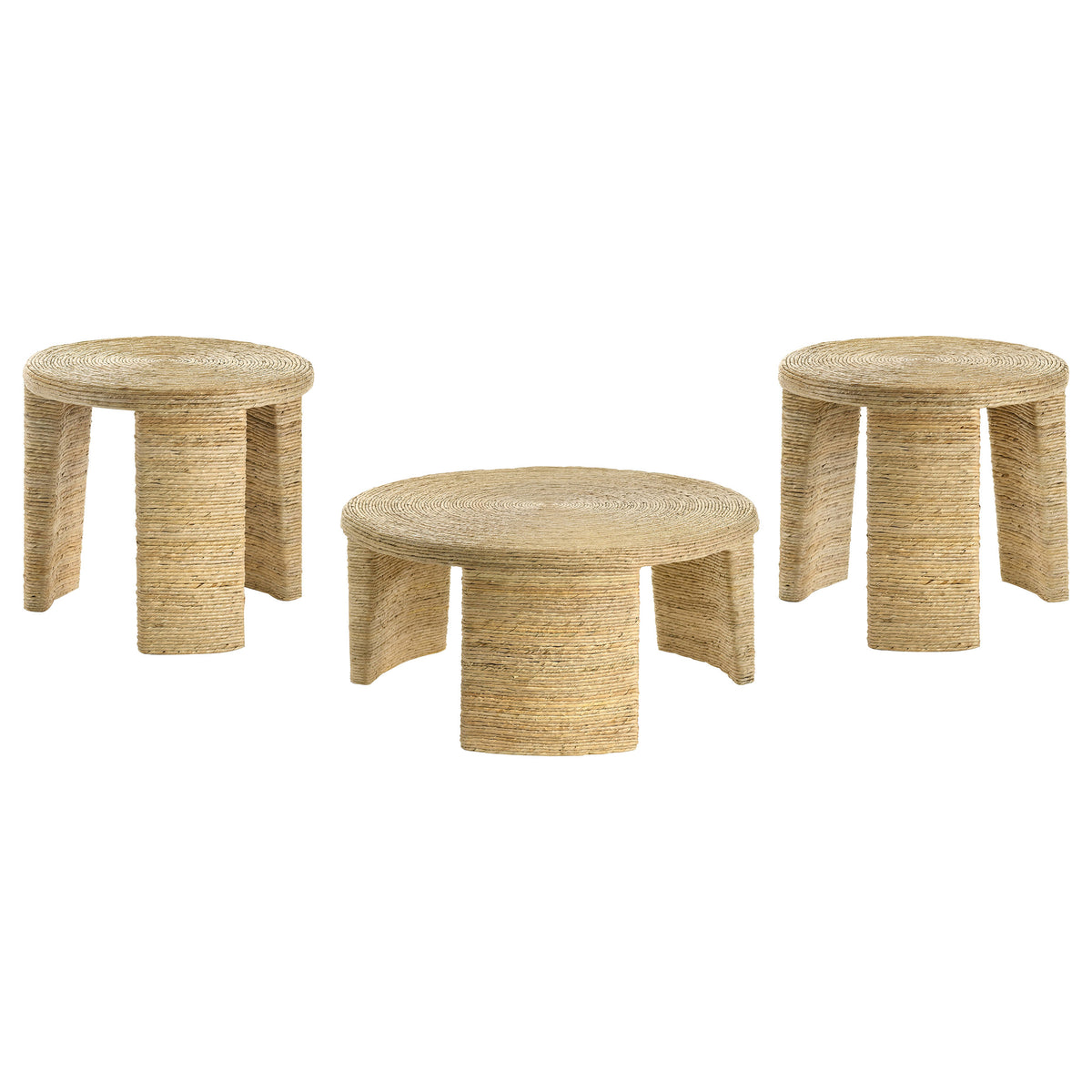Artina - 3 Piece Rattan Coffee And End Table Set - Natural