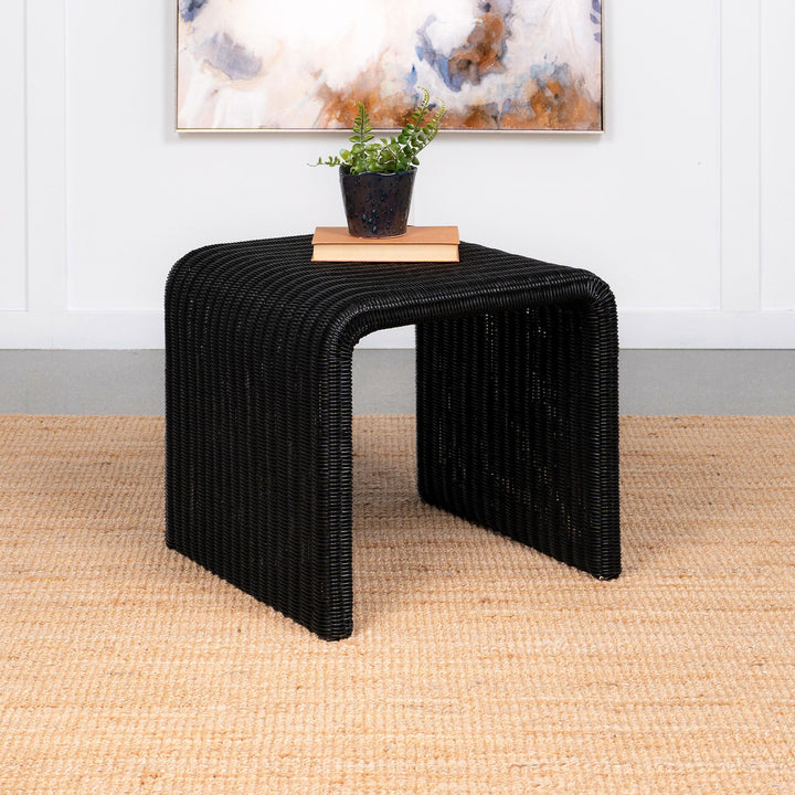 Coaster Furniture 708517 Cahya Woven Rattan Square End Table Black