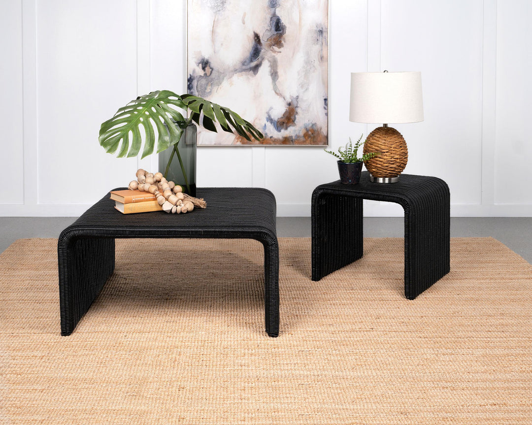 Coaster Furniture 708517 Cahya Woven Rattan Square End Table Black