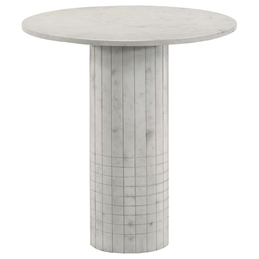 Coaster Furniture 709667 Astoria Round Genuine Marble Side End Table White
