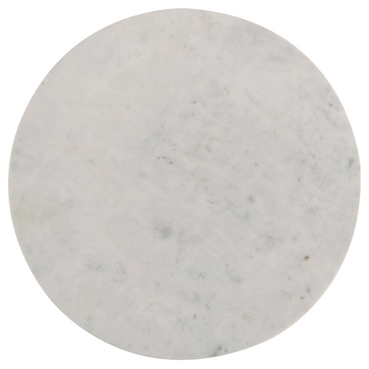 Coaster Furniture 709667 Astoria Round Genuine Marble Side End Table White