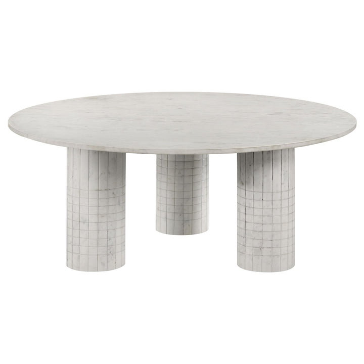 Coaster Furniture 709668 Astoria Round Genuine Marble Coffee Table White