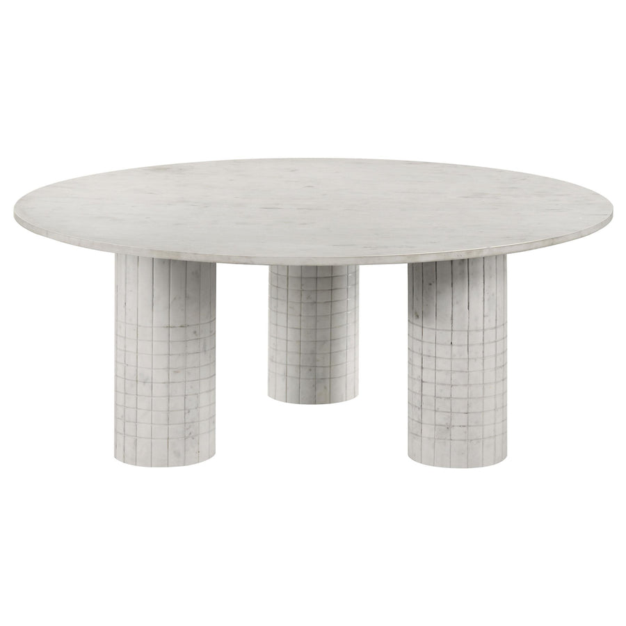 Coaster Furniture 709668 Astoria Round Genuine Marble Coffee Table White
