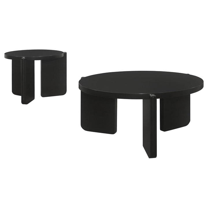 Coaster Furniture 709678-S2 Cordova 2-Piece Solid Wood Coffee and End Table Set Black