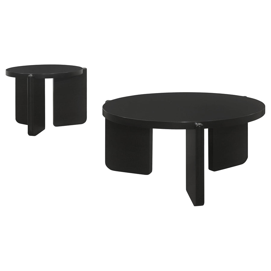 Coaster Furniture 709678-S2 Cordova 2-Piece Solid Wood Coffee and End Table Set Black