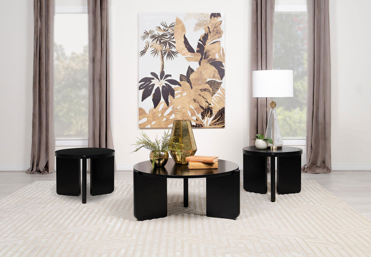 Cordova - 3 Piece Solid Wood Coffee And End Table Set - Black