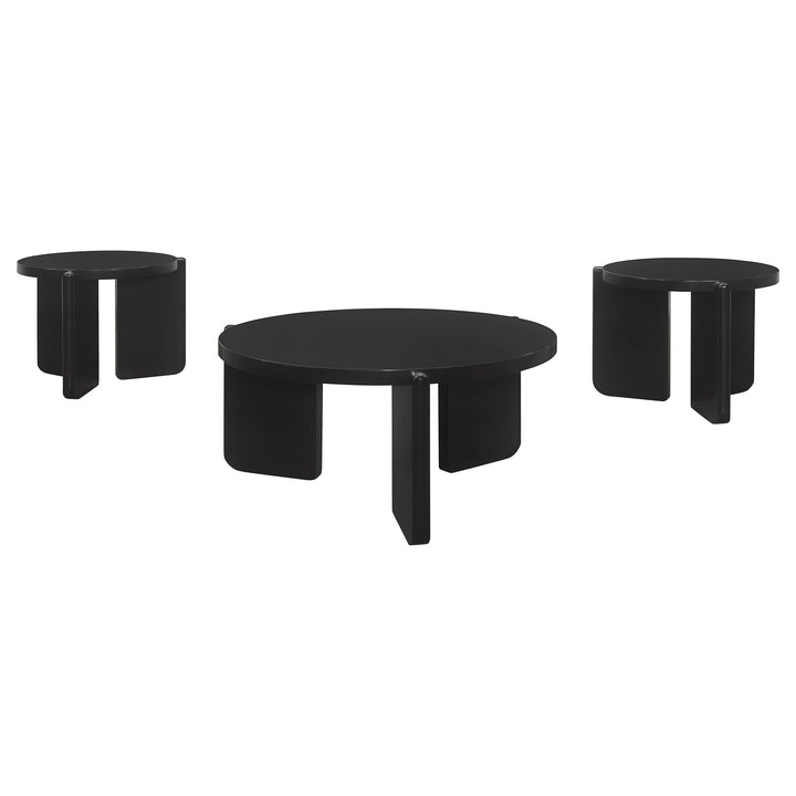 Coaster Furniture 709678-S3 Cordova 3-Piece Solid Wood Coffee and End Table Set Black