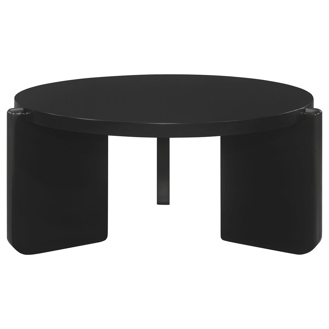 Coaster Furniture 709678 Cordova Round Solid Wood Coffee Table Black