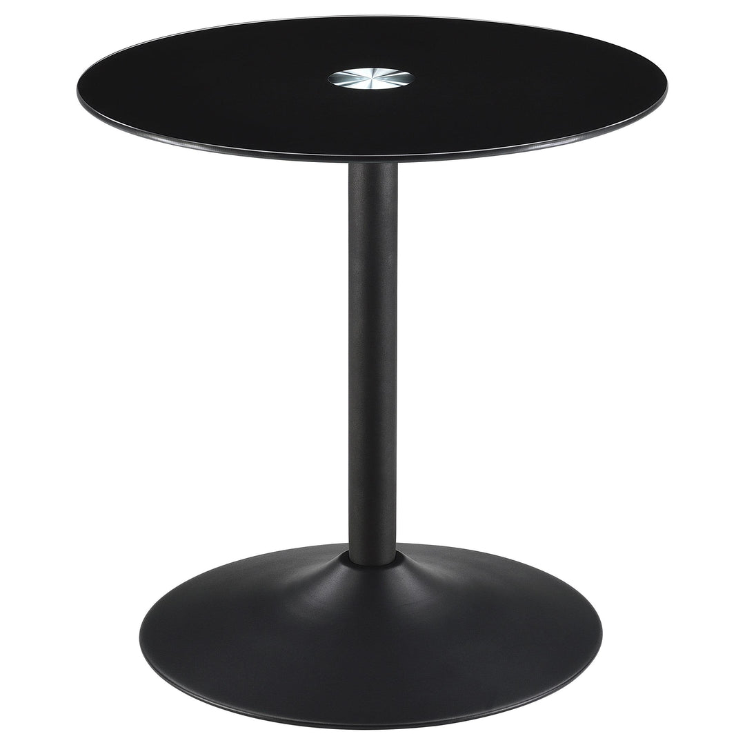 Coaster Furniture 709687 Ganso Round Metal End Table With Tempered Glass Top Black