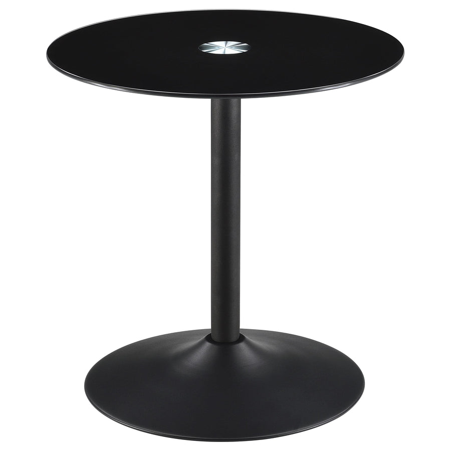 Coaster Furniture 709687 Ganso Round Metal End Table With Tempered Glass Top Black