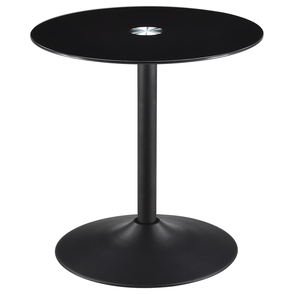 Ganso - 2 Piece Round Glass Top Coffee And End Table Set - Black