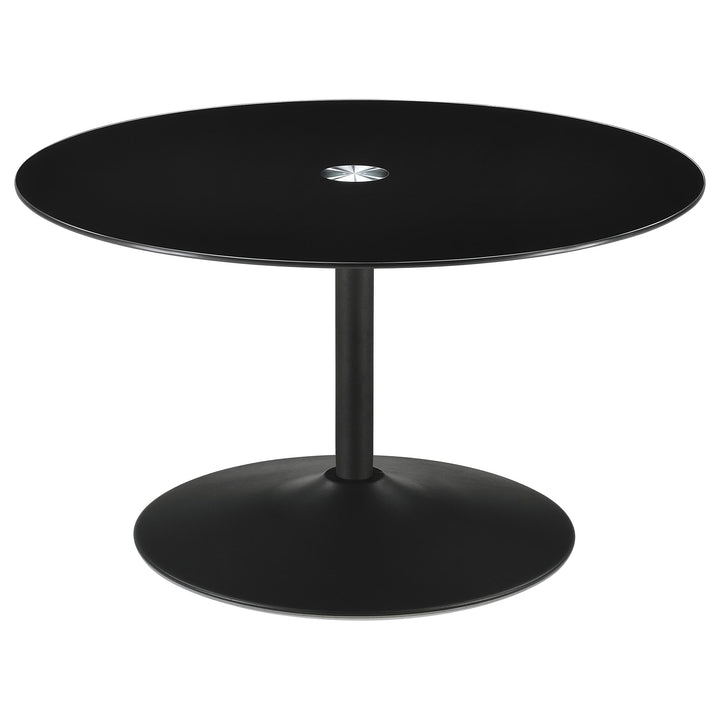 Ganso - 2 Piece Round Glass Top Coffee And End Table Set - Black