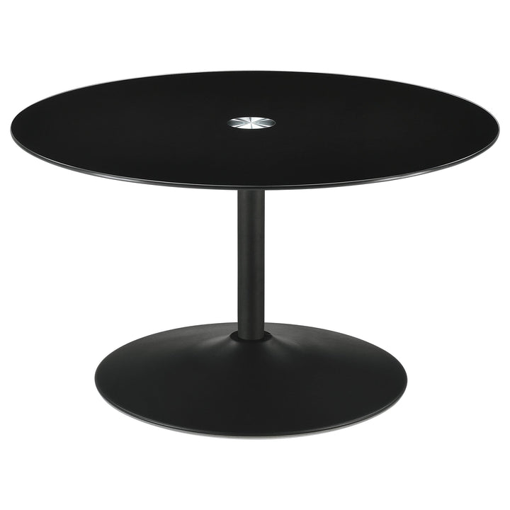 Coaster Furniture 709688 Ganso Round Metal Coffee Table With Tempered Glass Top Black