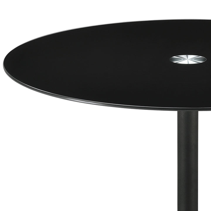 Coaster Furniture 709688 Ganso Round Metal Coffee Table With Tempered Glass Top Black