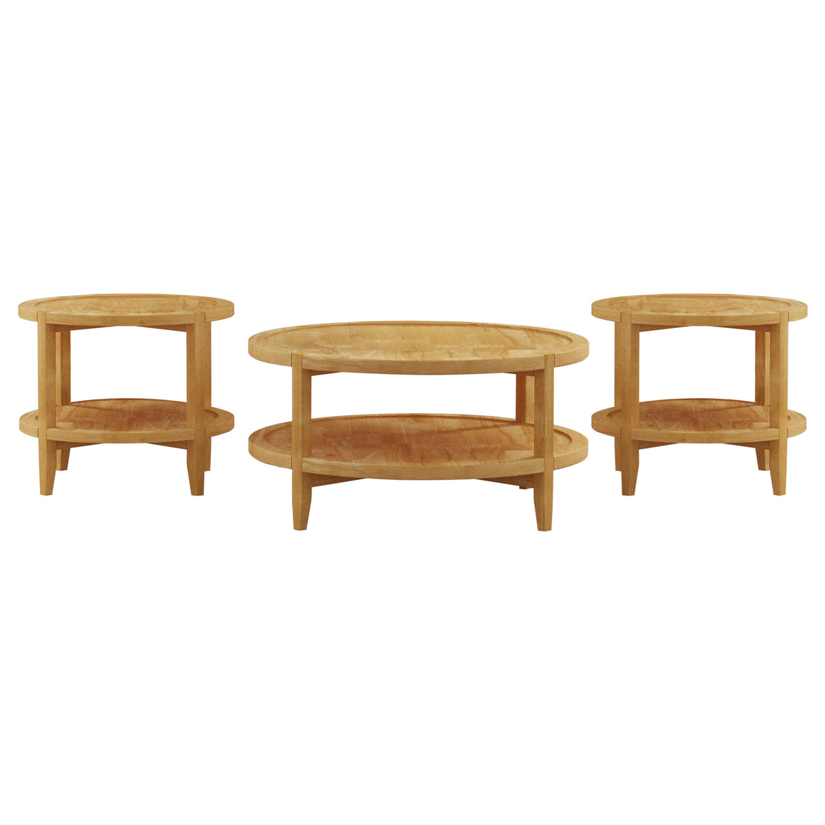 Camillo - 3 Piece Round Coffee And End Table Set - Maple