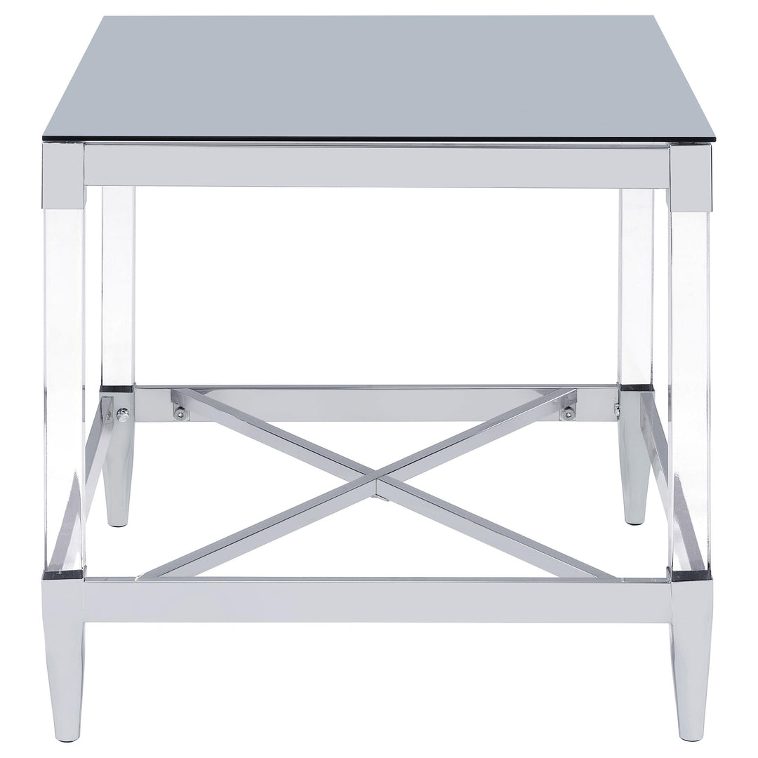 Coaster Furniture 709727 Lindley Square Tempered Mirror Acrylic Side End Table Chrome