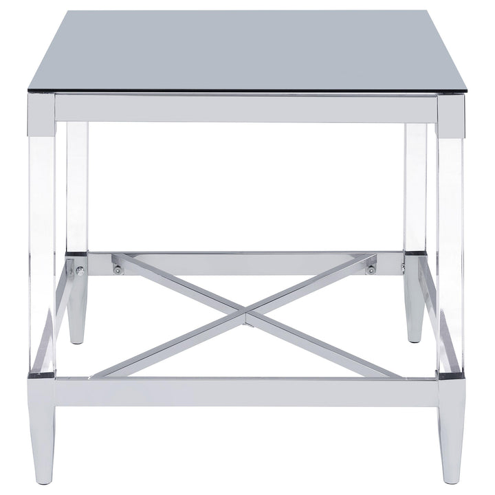 Coaster Furniture 709727 Lindley Square Tempered Mirror Acrylic Side End Table Chrome