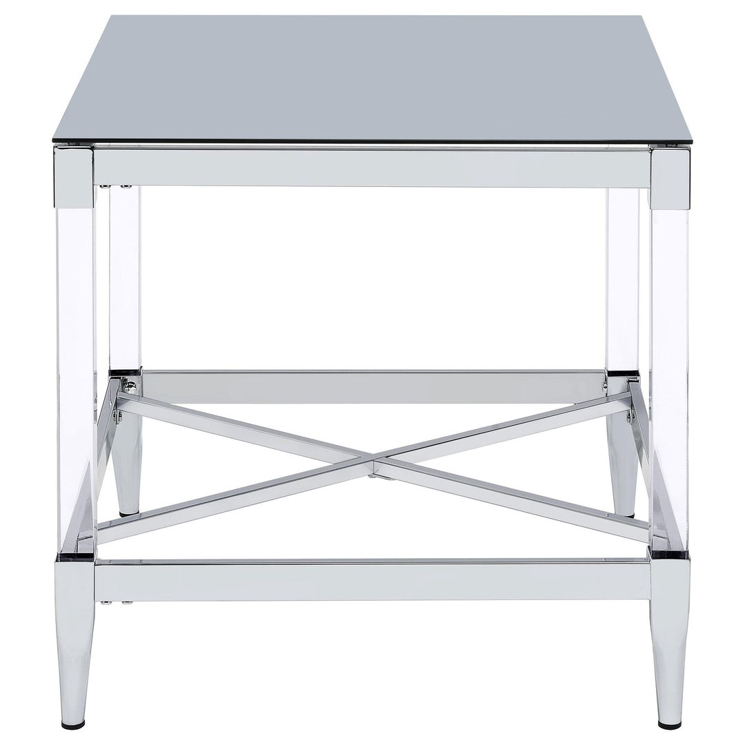 Coaster Furniture 709727 Lindley Square Tempered Mirror Acrylic Side End Table Chrome