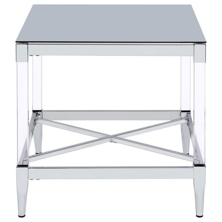 Coaster Furniture 709727 Lindley Square Tempered Mirror Acrylic Side End Table Chrome