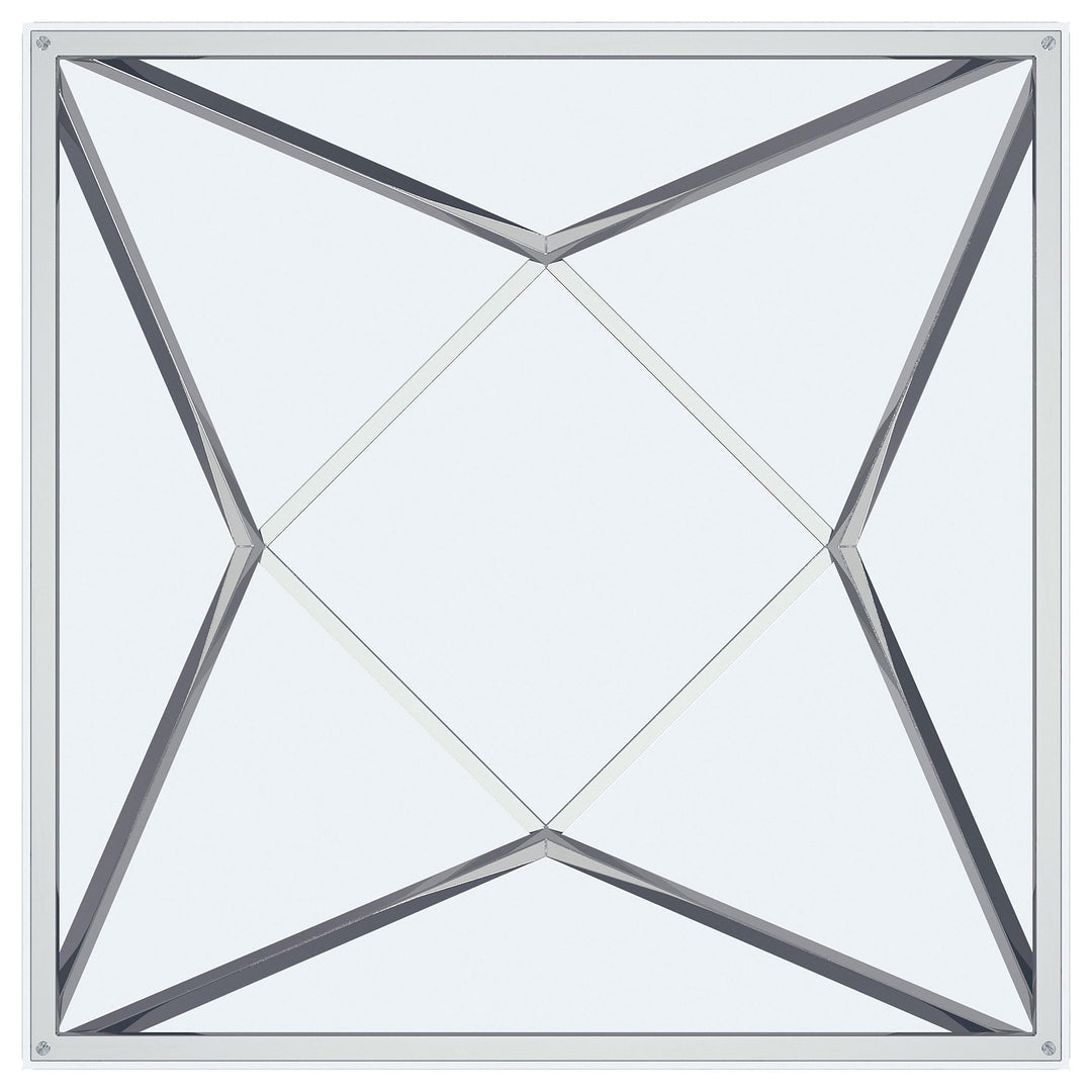 Coaster Furniture 709737 Brittania Square Glass Top Geometric End Table Nickel