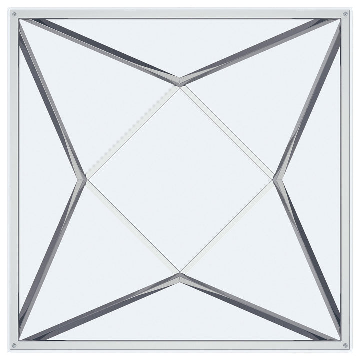 Coaster Furniture 709737 Brittania Square Glass Top Geometric End Table Nickel