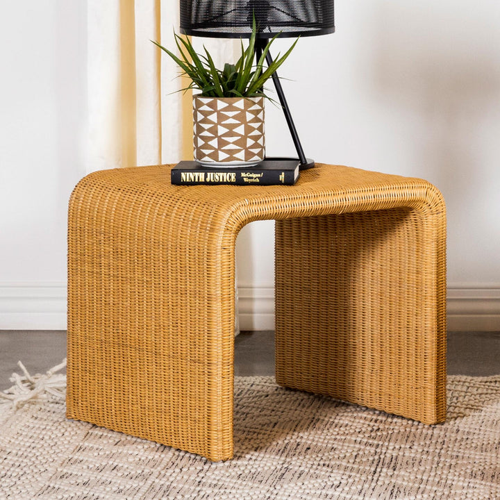 Coaster Furniture 709817 Cahya Square Woven Rattan End Table Natural