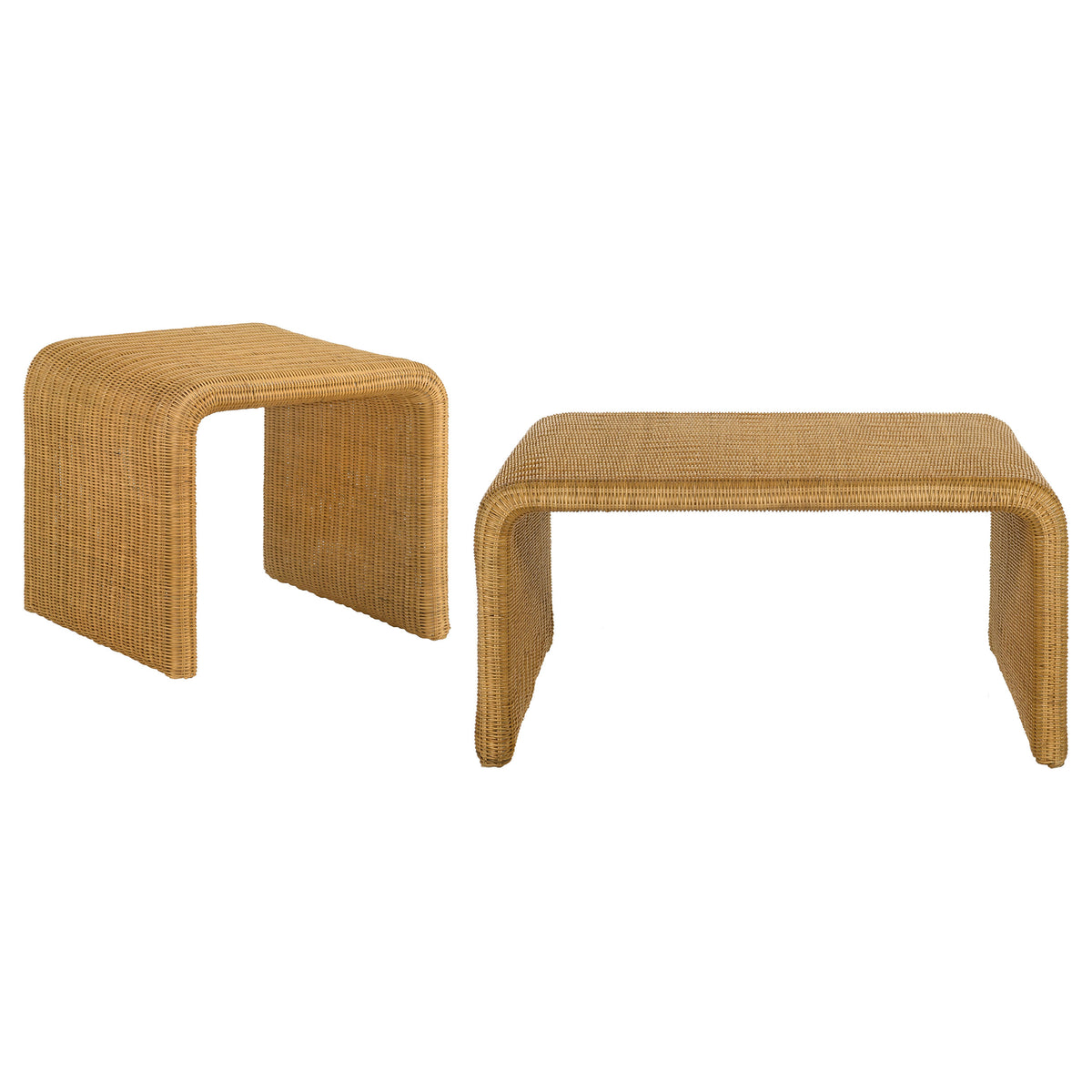 Cahya - 2 Piece Rattan Coffee And End Table Set - Natural