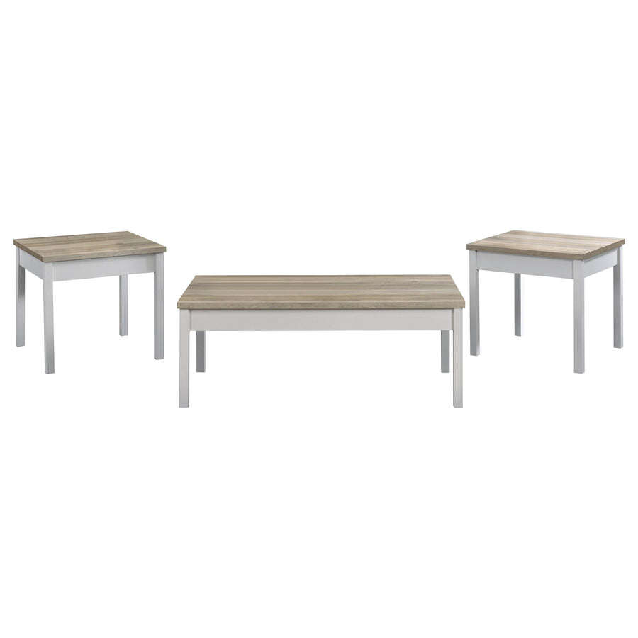 Coaster Furniture 709950 Stacie 3-Piece Coffee Table Set Distressed Pine and White
