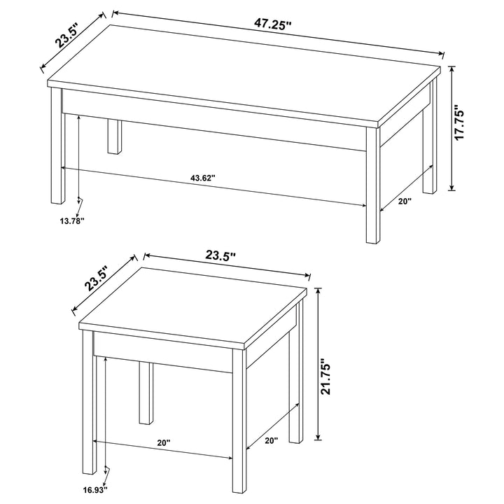 Stacie - 3 Piece Coffee Table Set - Distressed Pine