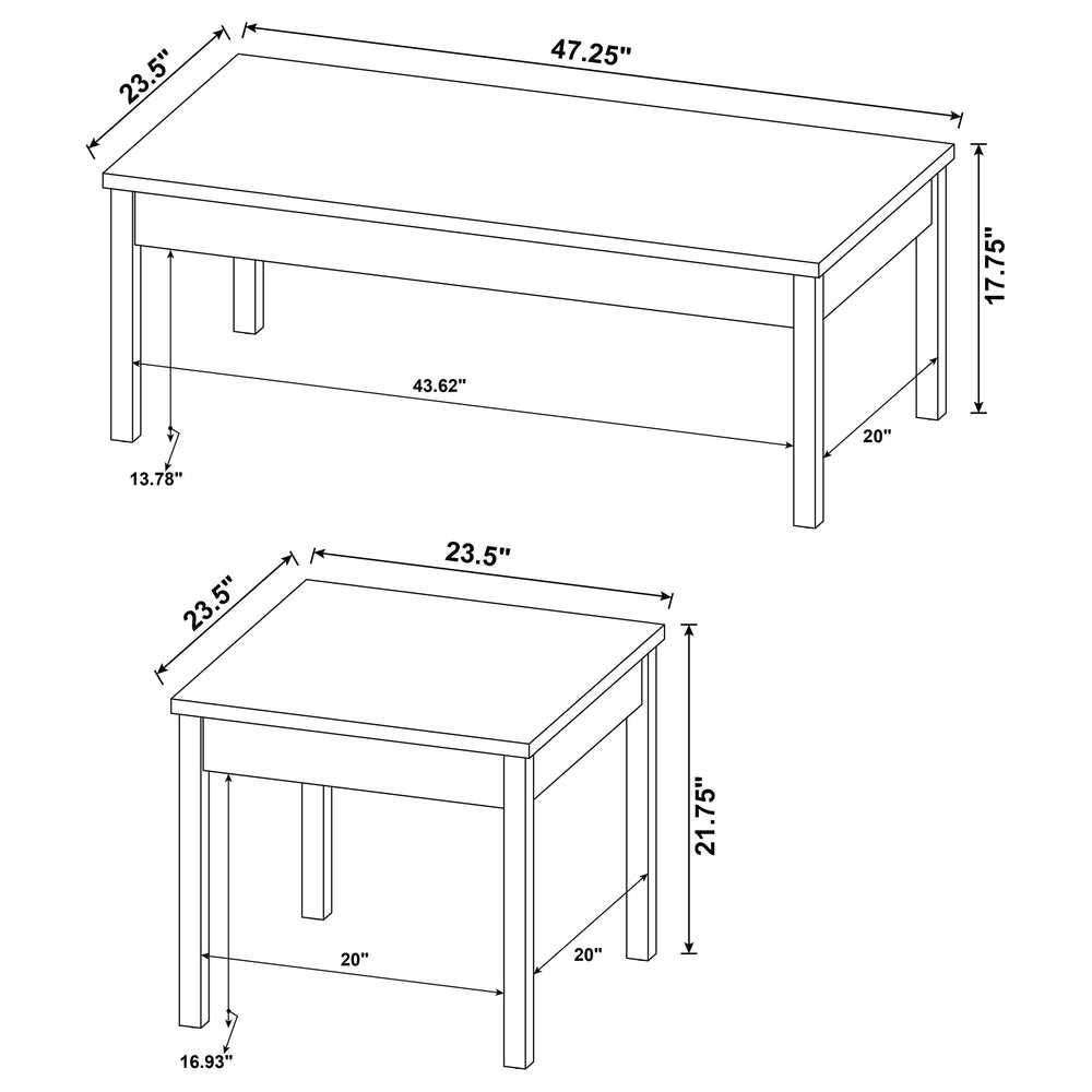 Stacie - 3 Piece Coffee Table Set - Distressed Pine