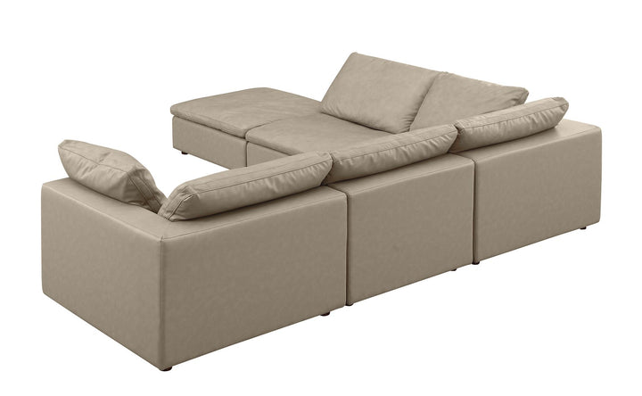 DivanItalia 1100 5-Piece Right Arm Facing 4-Seat Sectional – Top-Grain Italian Leather - Beige