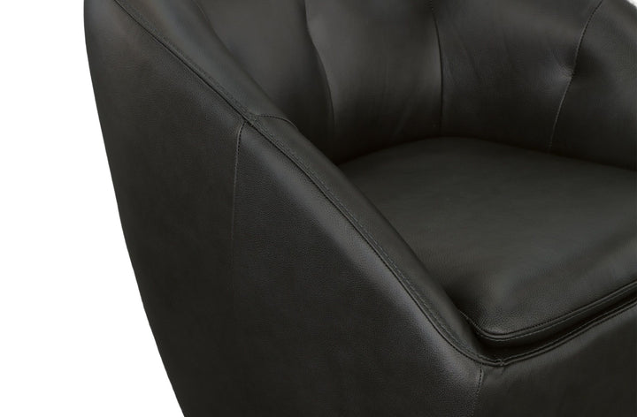 Wade Leather Swivel Chair in Ebony
