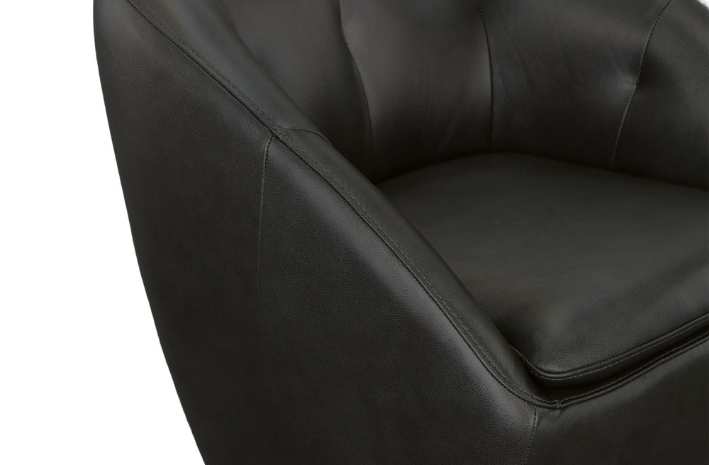 Wade Leather Swivel Chair in Ebony