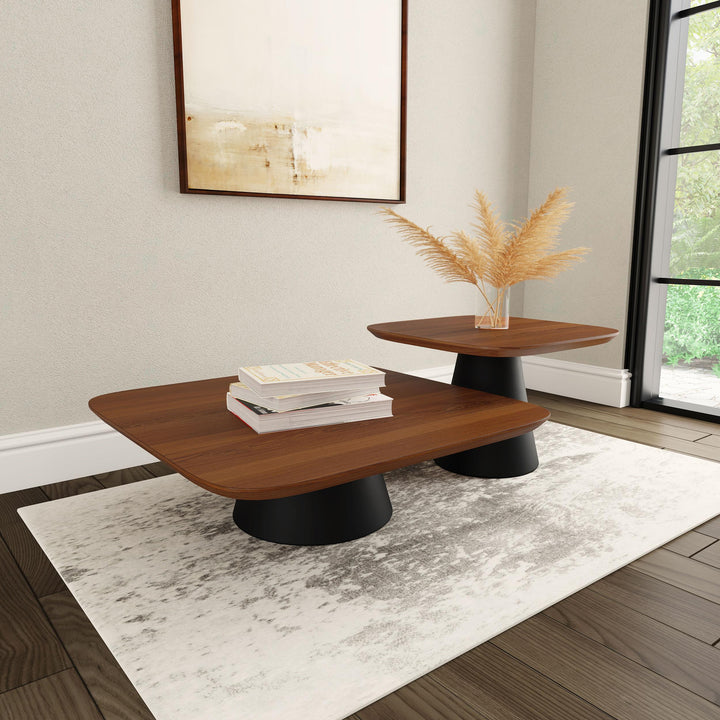 Coaster Furniture 710010 Eason 2-piece Coffee Table Set Walnut and Black