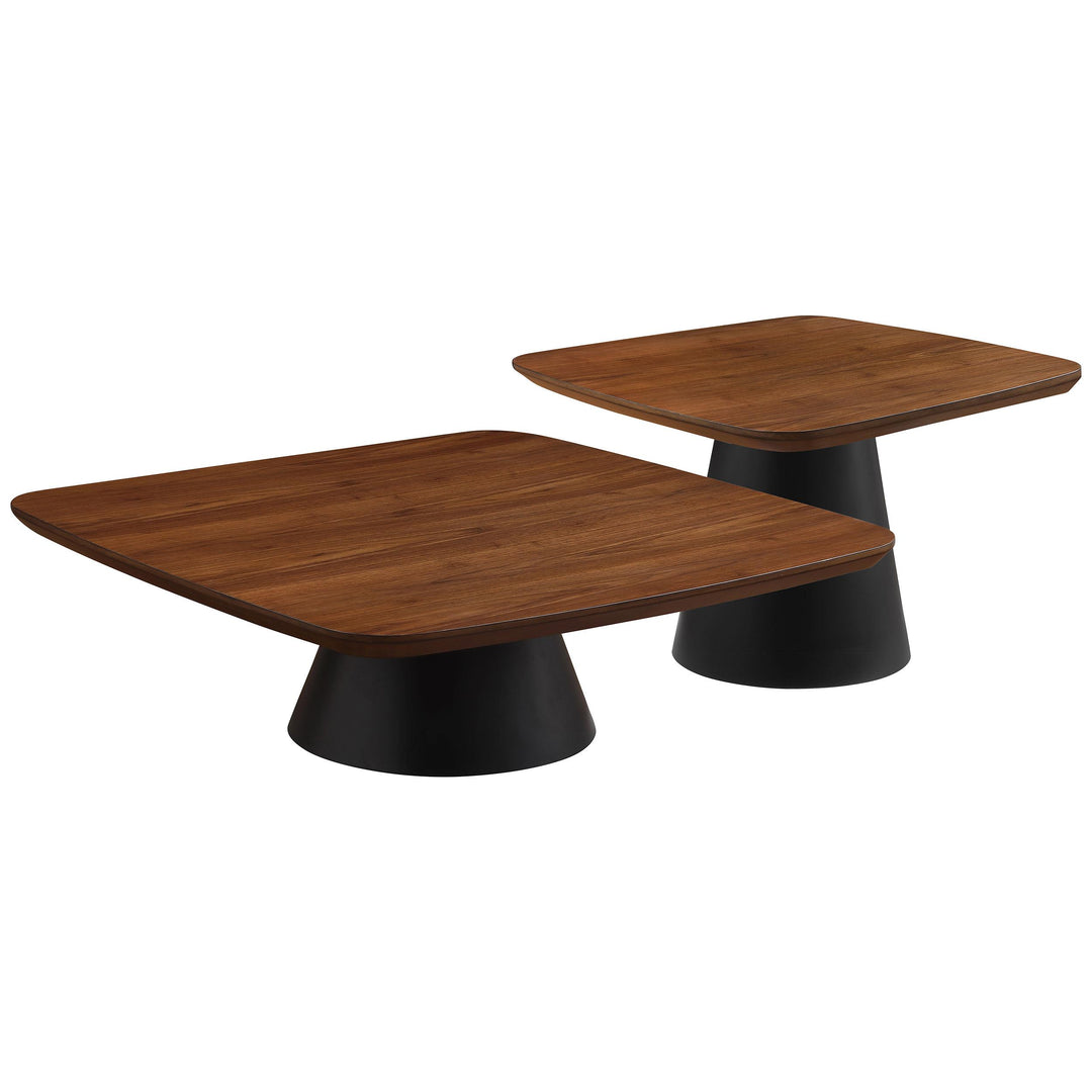 Coaster Furniture 710010 Eason 2-Piece Coffee Table Set Walnut and Black