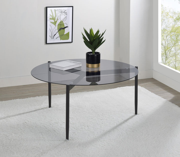 Coaster Furniture 710168 Rosalie Round Smoked Glass Top Coffee Table Grey