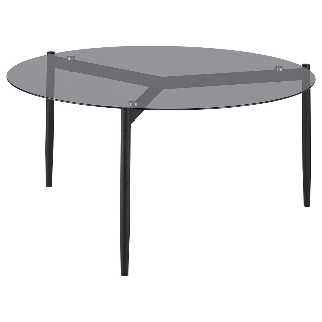 Coaster Furniture 710168 Rosalie Round Smoked Glass Top Coffee Table Grey