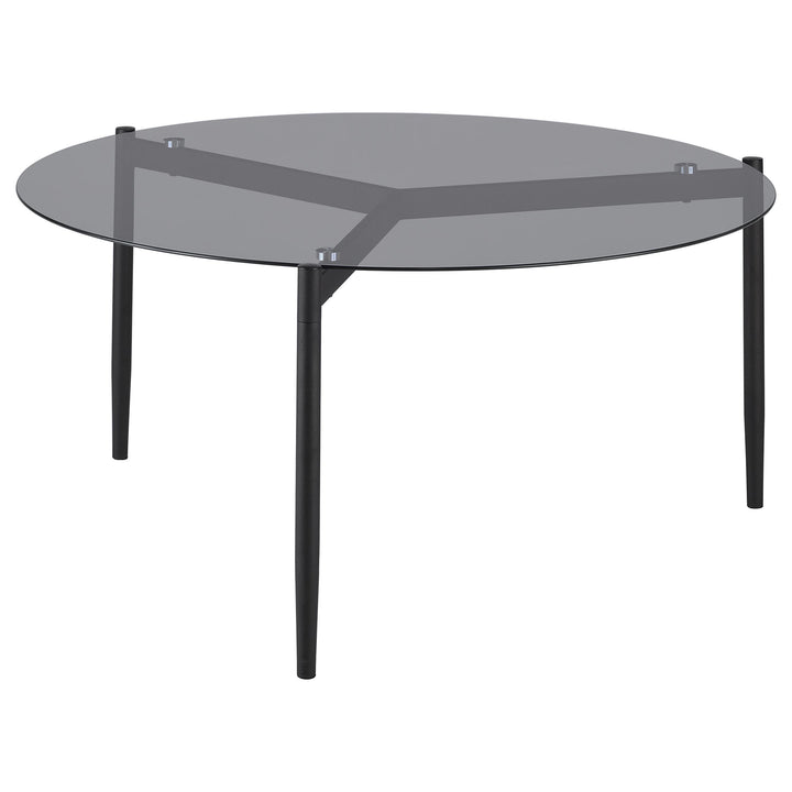Coaster Furniture 710168 Rosalie Round Smoked Glass Top Coffee Table Grey
